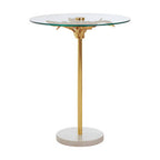 Small Round Side Table with Glass Top and Leaf Detailing | Sika
