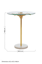 Small Round Side Table with Glass Top and Leaf Detailing | Sika