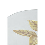 Small Round Side Table with Glass Top and Leaf Detailing | Sika