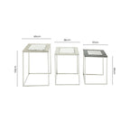 Antique Glass Top Rectangular Set of 3 Nesting Side Tables with Nickel and Gunmetal Frame | Akola