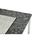 Antique Glass Top Rectangular Set of 3 Nesting Side Tables with Nickel and Gunmetal Frame | Akola
