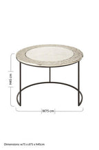 Antiqued Glass Tops Set of 2 Round Nesting Coffee Tables with Black Metal Frame | Akola