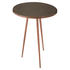 Tempered Glass Side Table with Antique Copper Finish Textured 3 Slim Legs | Akola