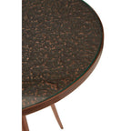 Tempered Glass Side Table with Antique Copper Finish Textured 3 Slim Legs | Akola