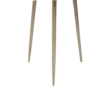 Natural Acacia Wood Small Round Side Table with Gold Aluminium Border and Legs | Almora