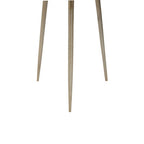 Natural Acacia Wood Small Round Side Table with Gold Aluminium Border and Legs | Almora