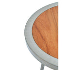 Natural Acacia Wood Round Side Table with Gold Aluminium Border and Legs | Almora