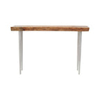 Rustic Natural Acacia Wood Console Table with Silver Aluminium Inlay Frame | Almora