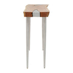 Rustic Natural Acacia Wood Console Table with Silver Aluminium Inlay Frame | Almora