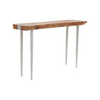 Rustic Natural Acacia Wood Console Table with Silver Aluminium Inlay Frame | Almora