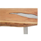 Rustic Natural Acacia Wood Console Table with Silver Aluminium Inlay Frame | Almora