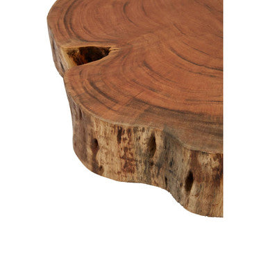 Natural Acacia Wood Log Slice Coffee Table with Silver Centre Detail and Aluminium Splayed Legs | Almora