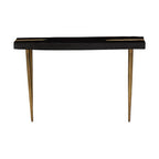 Black Acacia Wood Console Table with Gold Aluminium Filling Detail and Gold Metal Legs | Asamra