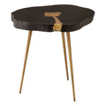 Black Acacia Wood Side Table with Gold Accent | Asamra