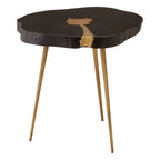 Black Acacia Wood Side Table with Gold Accent | Asamra