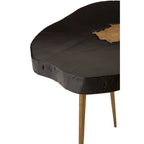 Black Acacia Wood Side Table with Gold Accent | Asamra