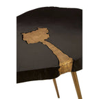 Black Acacia Wood Side Table with Gold Accent | Asamra