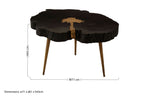 Black Acacia Wood Slice Side Table with Gold Metallic Centre and Aluminium Legs | Asamra