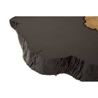 Black Acacia Wood Slice Side Table with Gold Metallic Centre and Aluminium Legs | Asamra