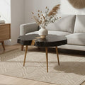 Black Acacia Wood Slice Side Table with Gold Metallic Centre and Aluminium Legs | Asamra