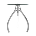 Nickel Finish Crank Mechanism Height Adjustable Table with Clear Glass Top | Maxi