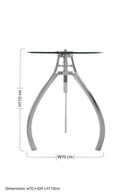Nickel Finish Crank Mechanism Height Adjustable Table with Clear Glass Top | Maxi