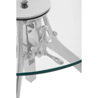 Nickel Finish Crank Mechanism Height Adjustable Table with Clear Glass Top | Maxi