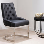 Tufted Black Faux Leather Dining Chair | Azalea