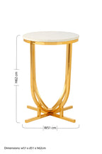 White Marble Tops Round Side Tables with Gold Finish Metal Frame | Templar
