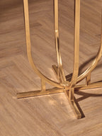 White Marble Tops Round Side Tables with Gold Finish Metal Frame | Templar