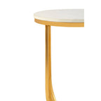 White Marble Tops Round Side Tables with Gold Finish Metal Frame | Templar