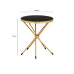 Black Marble Top Round Side Table with Warm Gold Intersecting Stainless Steel Legs | Templar