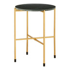 Large Green Marble Top Round Side Table with Warm Gold Stainless Steel Base | Templar
