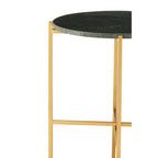 Large Green Marble Top Round Side Table with Warm Gold Stainless Steel Base | Templar