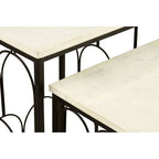 White Marble Top Side Tables with Black Metal Base and Art Deco Pattern | Templar