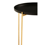 Black Finish Round Top Side Table with Gold Metal Frame and Cross Sledge Base | Templar