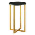 Green Small Round Marble Top Side Table with Gold Metallic Base | Templar