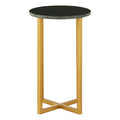 Green Small Round Marble Top Side Table with Gold Metallic Base | Templar