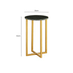 Green Small Round Marble Top Side Table with Gold Metallic Base | Templar