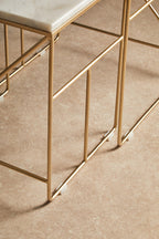 Set of 2 White Marble Square Nesting Tables with Champagne Finish Metallic Legs | Avantis
