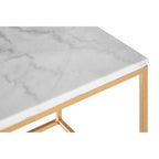 Set of Two White Marble Top Square Nesting Side Tables with Gold Metal Frame | Avantis
