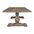 Brown Rustic Recycled Pine Wood Dining Table with Traditional Pedestal Legs | Lovina