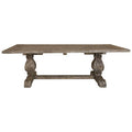 Brown Rustic Recycled Pine Wood Dining Table with Traditional Pedestal Legs | Lovina