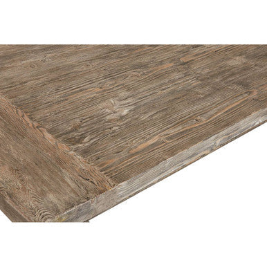 Brown Rustic Recycled Pine Wood Dining Table with Traditional Pedestal Legs | Lovina