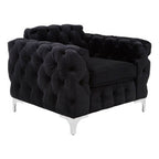 Black Velvet Modern Chesterfield Chair | Madina