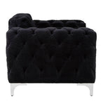 Black Velvet Modern Chesterfield Chair | Madina