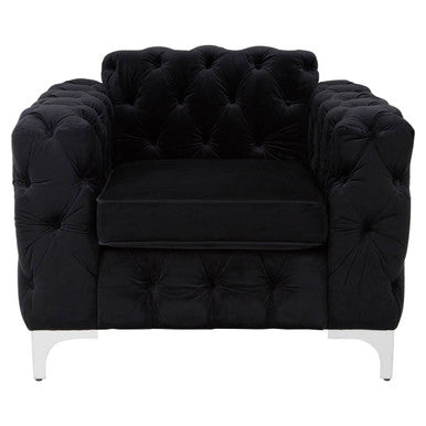 Black Velvet Modern Chesterfield Chair | Madina