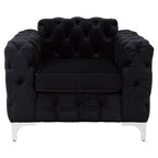 Black Velvet Modern Chesterfield Chair | Madina