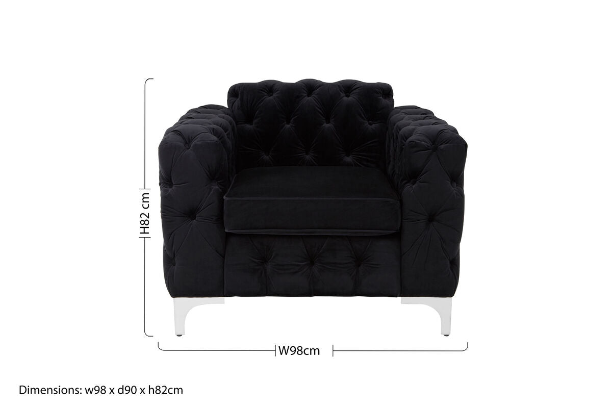 Black Velvet Modern Chesterfield Chair | Madina