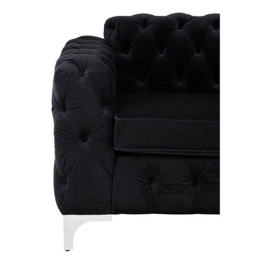 Black Velvet Modern Chesterfield Chair | Madina